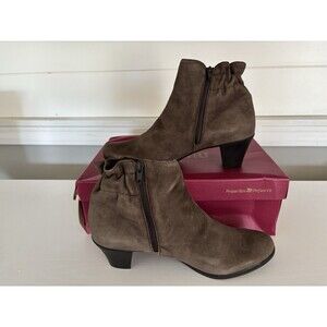 MUNRO 'Alfie' Brown Suede Scrunch heel Comfort Bootie 10 M